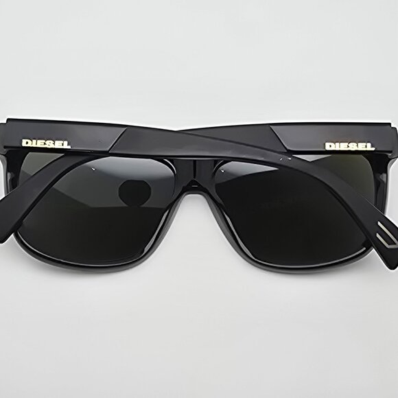 Diesel DL0100 Col.01Q Shiny Black Frame Green Mirror Lens Sunglasses Italy 58mm - Picture 9 of 12